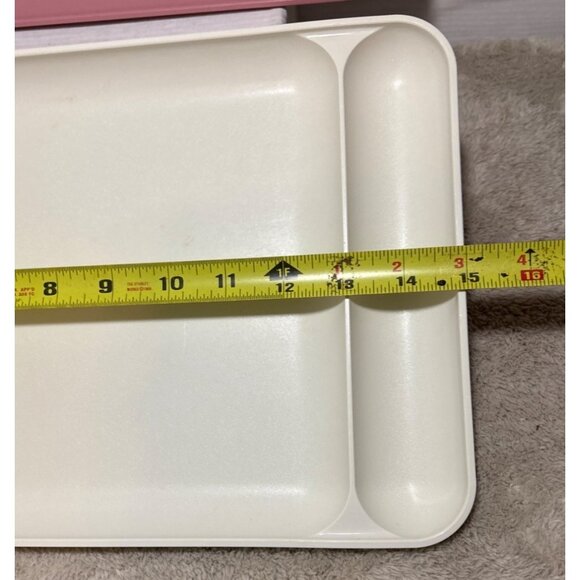 Tupperware Picnic Divided Trays Set of 2 Vintage Pink White Cafeteria Style - Picture 5 of 11